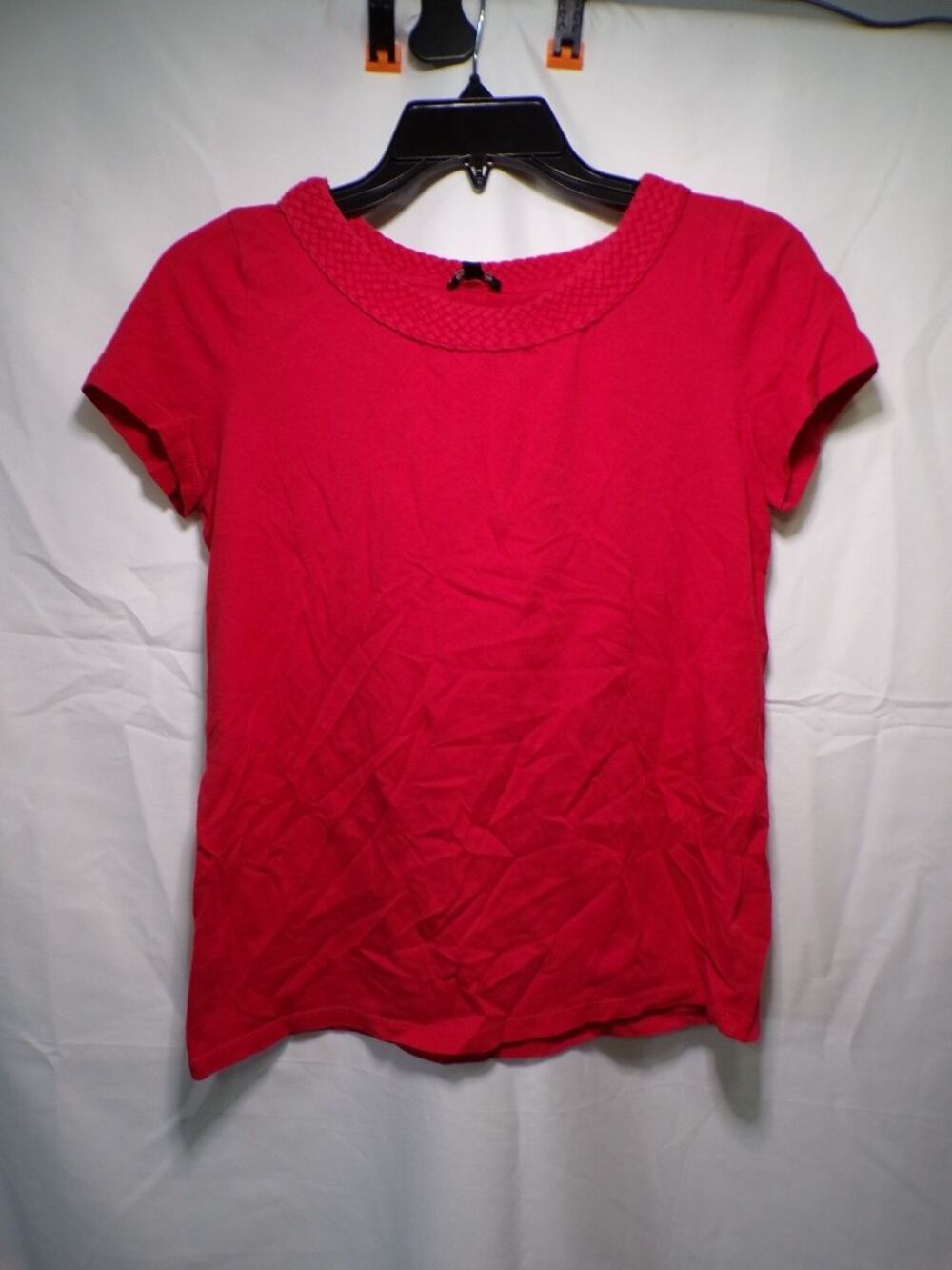 Talbots Women's Petites Red Scoop Neck Short Sleeve Cotton Top S/P
